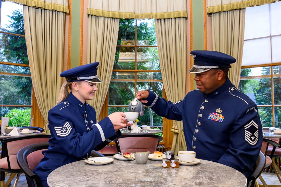 The Royal Edinburgh Military Tattoo 2023 Performers The United States Air Force Band Having Tea at Scott Hotel