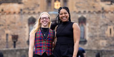 The Royal Edinburgh Military Tattoo Colleagues Sophie And Mia Stand On The Edinburgh Castle Esplanade