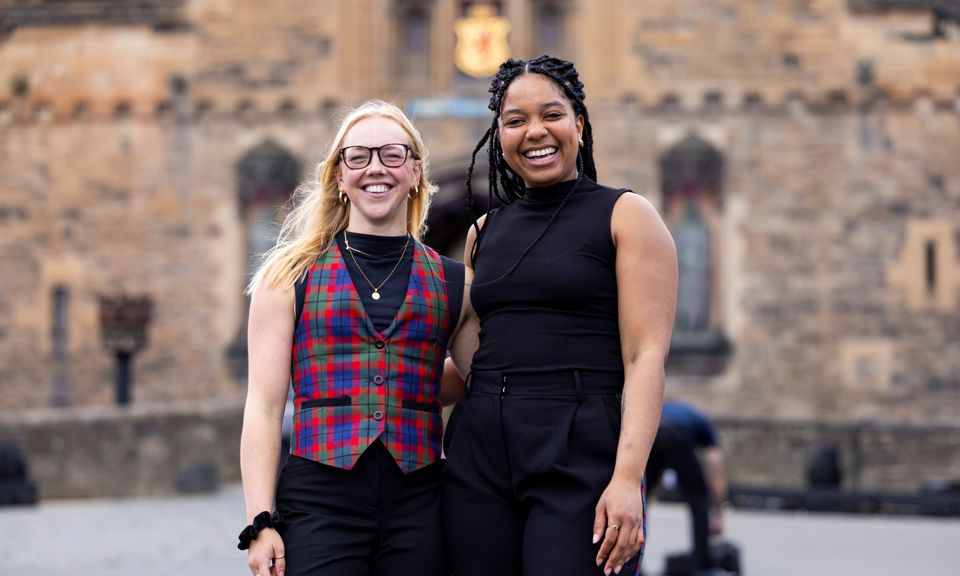 The Royal Edinburgh Military Tattoo Colleagues Sophie And Mia Stand On The Edinburgh Castle Esplanade