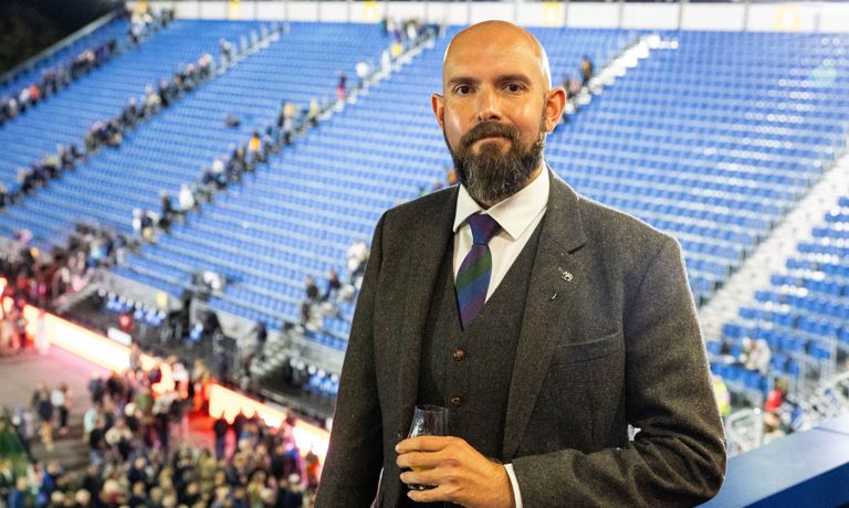 2SCOTS Pipe Major Joe Davies at The Royal Edinburgh Military Tattoo