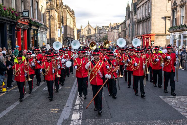 New Zealand Army Band march with The Royal Edinburgh Military Tattoo in the streets of Edinburgh in August 2026