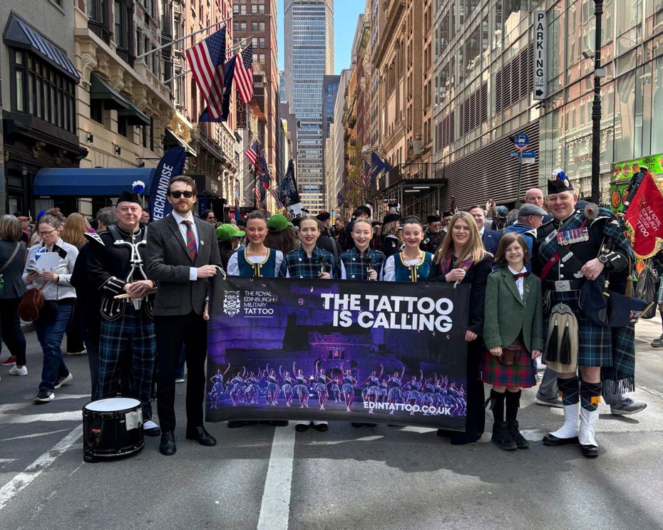 Image of Edinburgh Military Tattoo Performers March at NYC Tartan Day Parade 2026